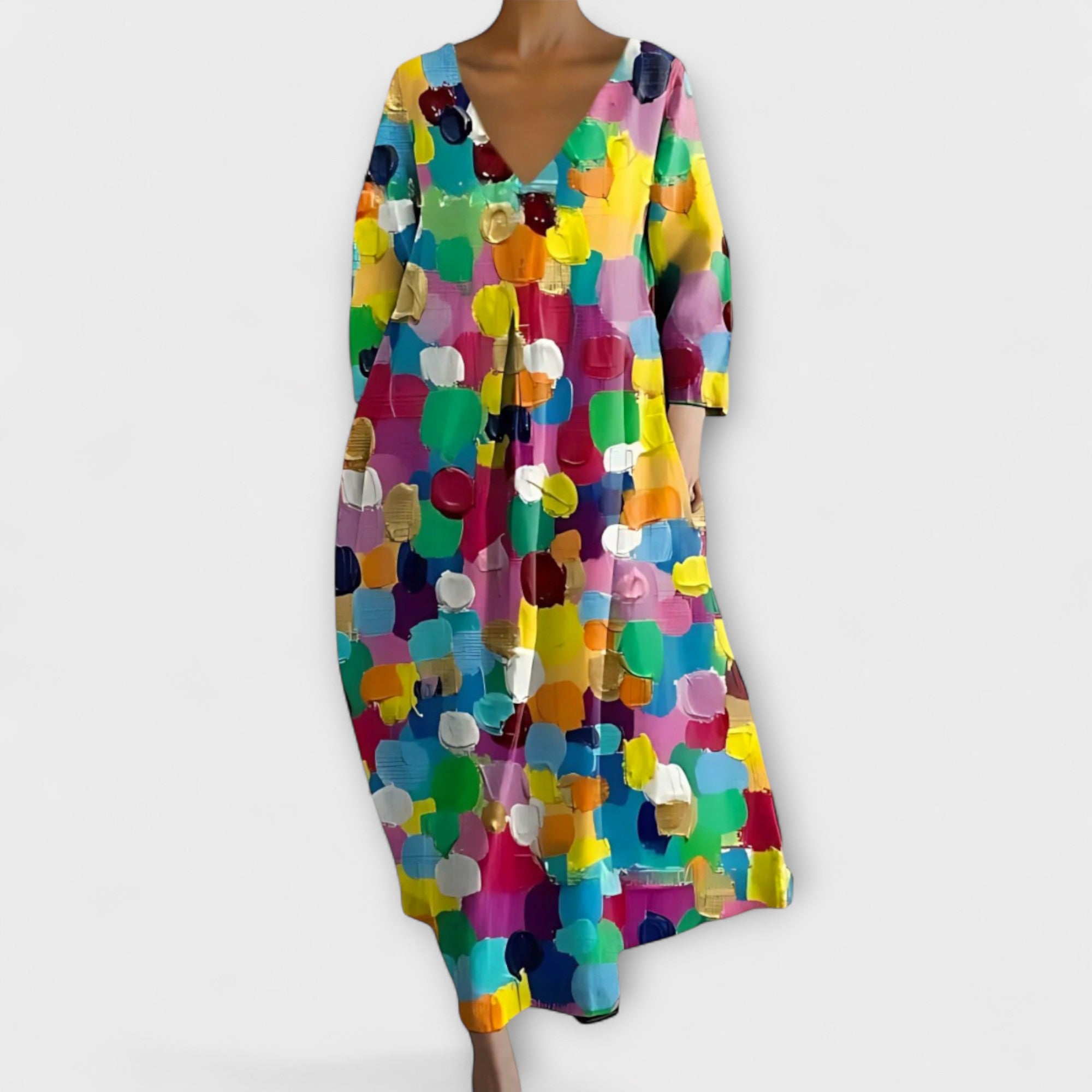 Rory Vestido Mujer Cuello en V – Vestido de Tul Ligero y Fluido, Elegante Casual Chic