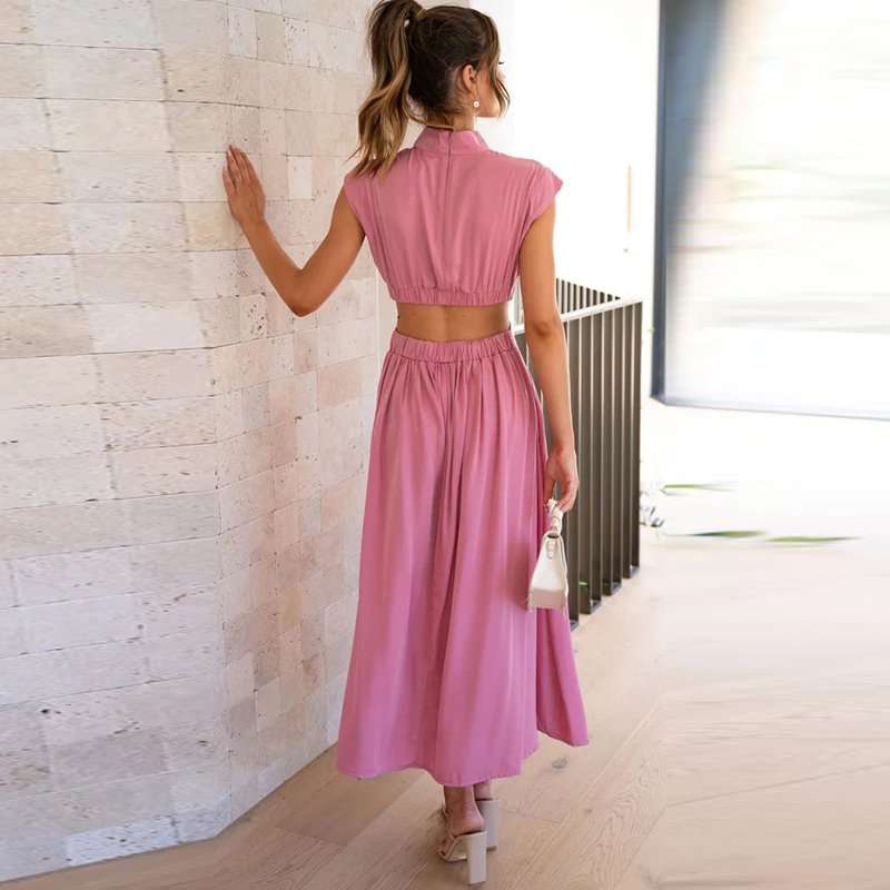 Chic Robe Femme Maxi – Robe d'Été Dos Nu, Sans Manches Élégante
