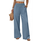 Elena Pantaloni Wide Leg Donna – Modello a Vita Alta con Tasche