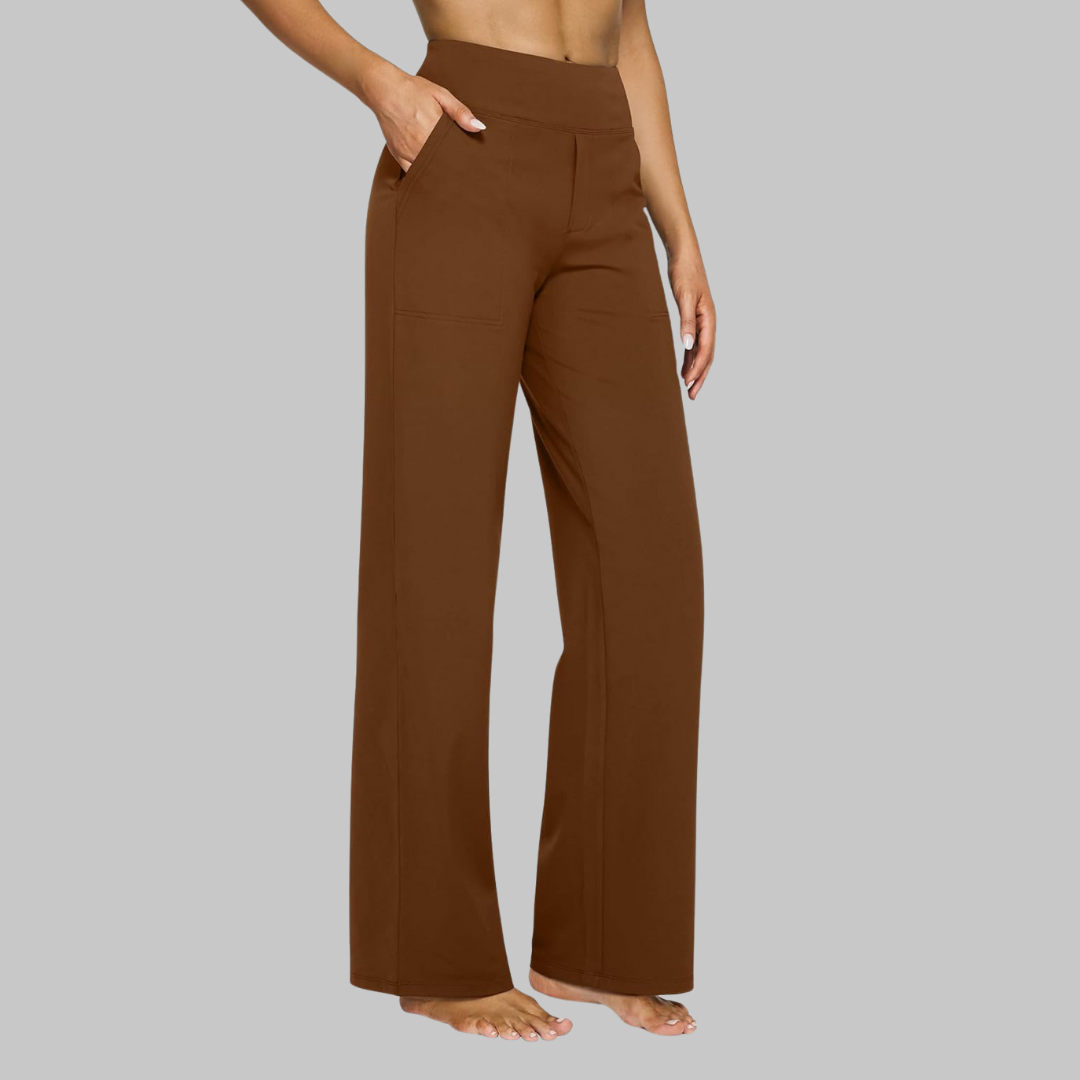 Gladys Pantalone Donna Elasticizzato – Vita Alta, Tasche, Comodo Casual Traspirante