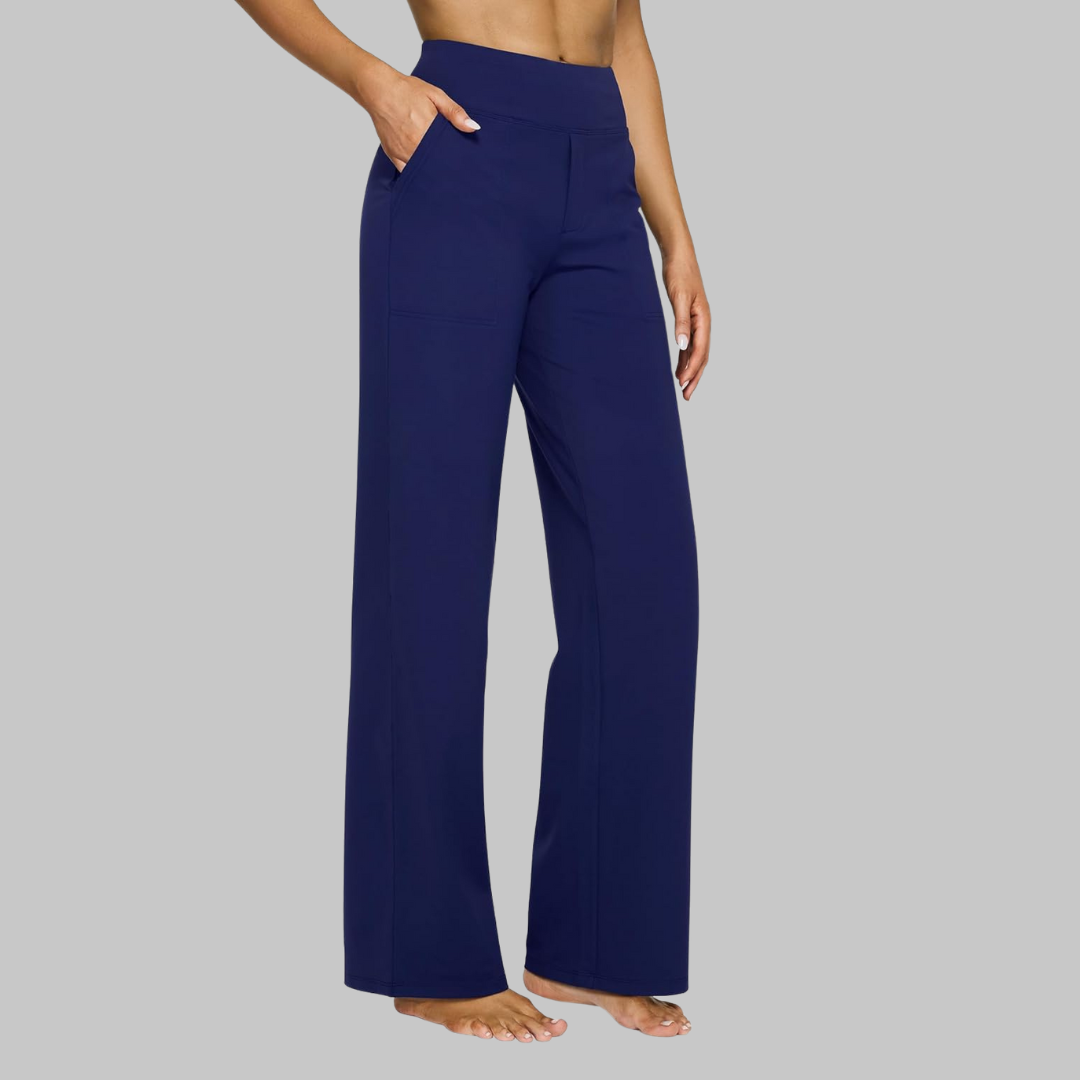 Gladys Pantalone Donna Elasticizzato – Vita Alta, Tasche, Comodo Casual Traspirante