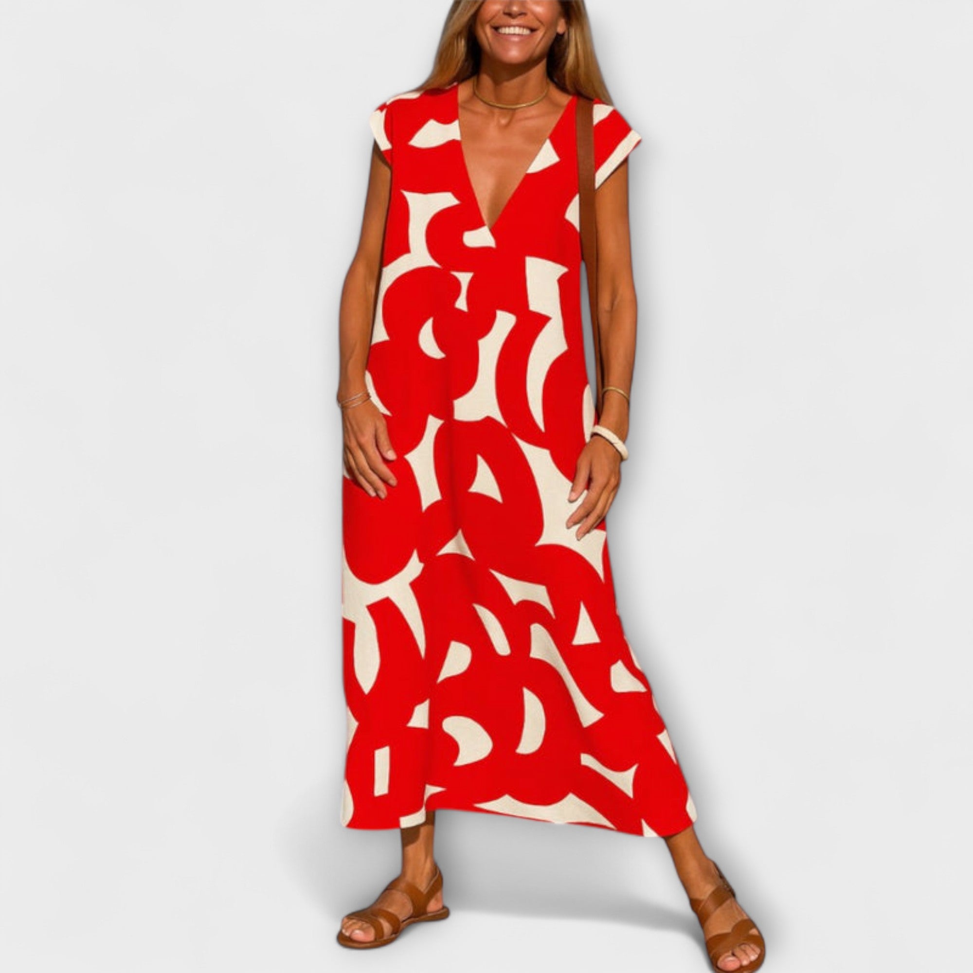 Sorisa Vestido Mujer Escote en V – Vestido Ligero y Fluido, Estilo Versátil Casual Chic