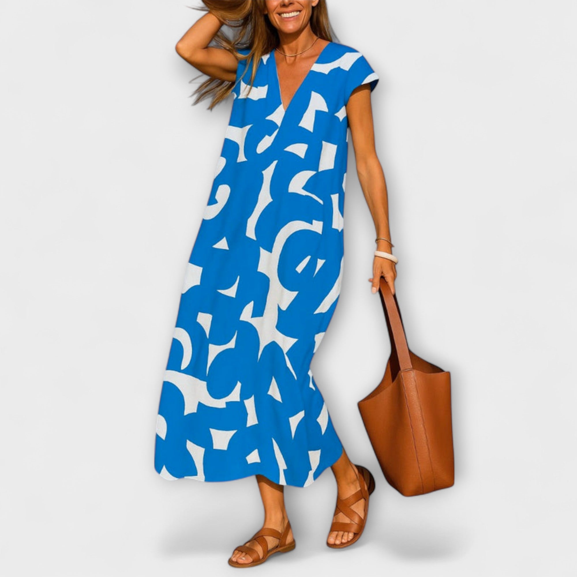 Sorisa Vestido Mujer Escote en V – Vestido Ligero y Fluido, Estilo Versátil Casual Chic