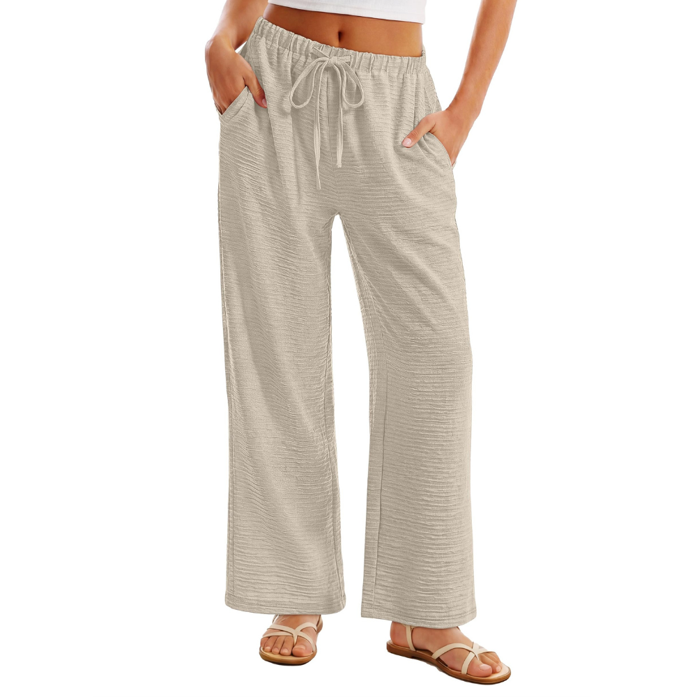 Celeste Pantalon Palazzo Femme – Modèle Jambe Large avec Cordon de Serrage et Poches Profondes