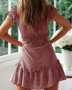 Lydia Abito Mini Donna – Scollo a Cuore, Stampa Floreale e Maniche con Volant