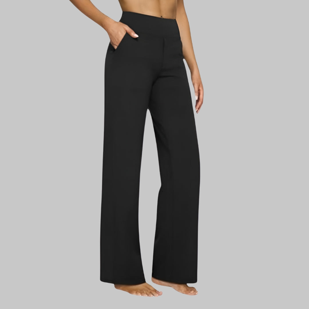 Gladys Pantalone Donna Elasticizzato – Vita Alta, Tasche, Comodo Casual Traspirante