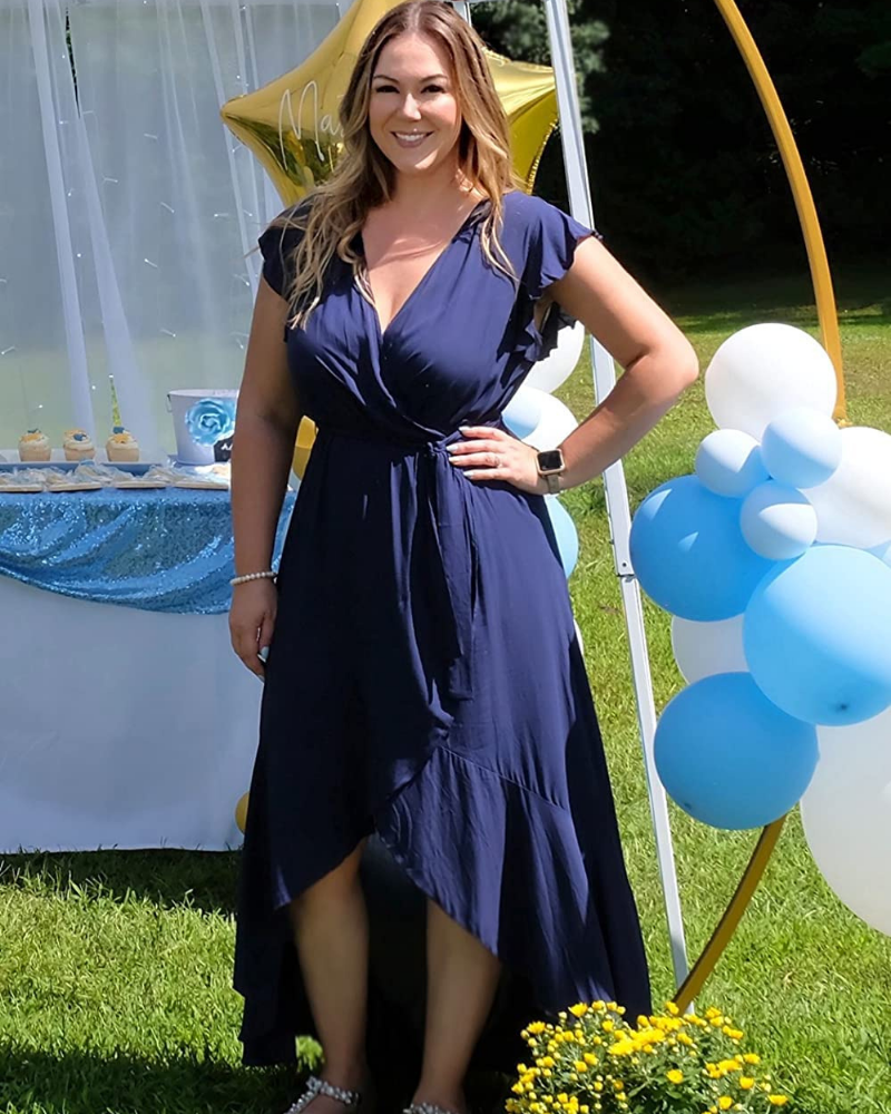 Dámské maxi šaty Avery v boho stylu – zavinovací výstřih do V a asymetrický lem