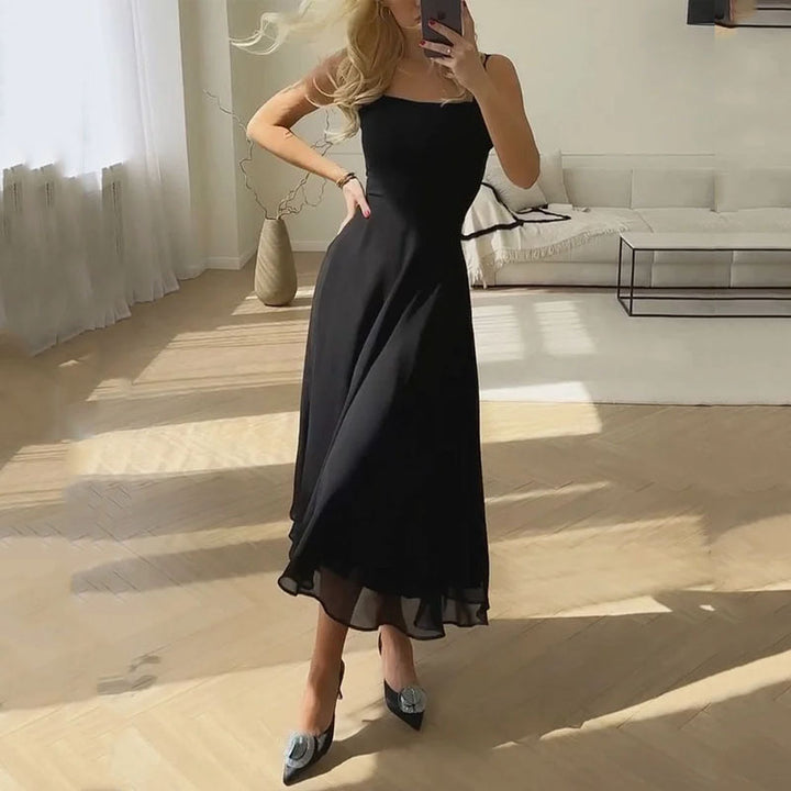 Sussie Abito Donna Midi Elegante – Vestito Scollo Quadrato, Cerimonia Chic