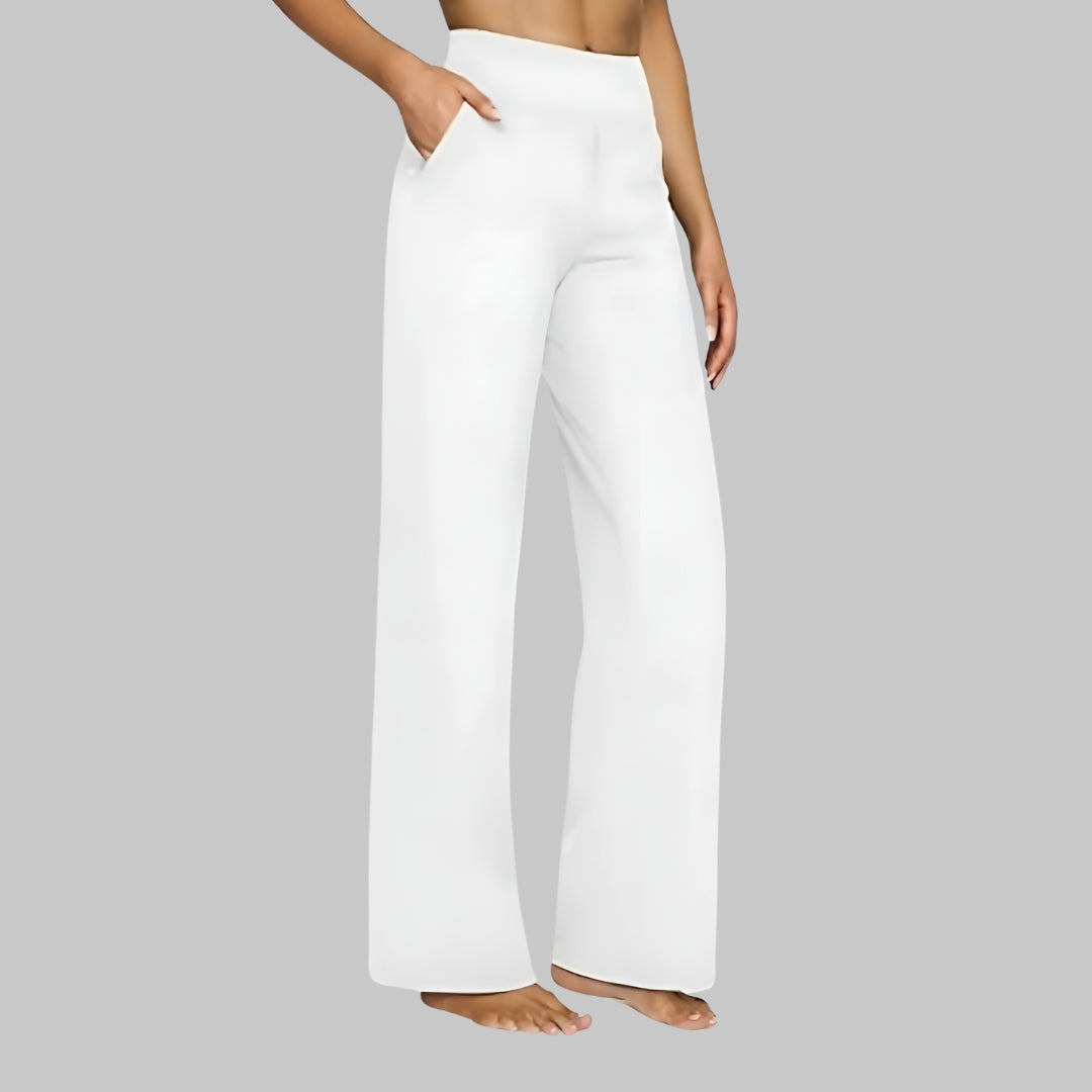 Gladys Pantalone Donna Elasticizzato – Vita Alta, Tasche, Comodo Casual Traspirante