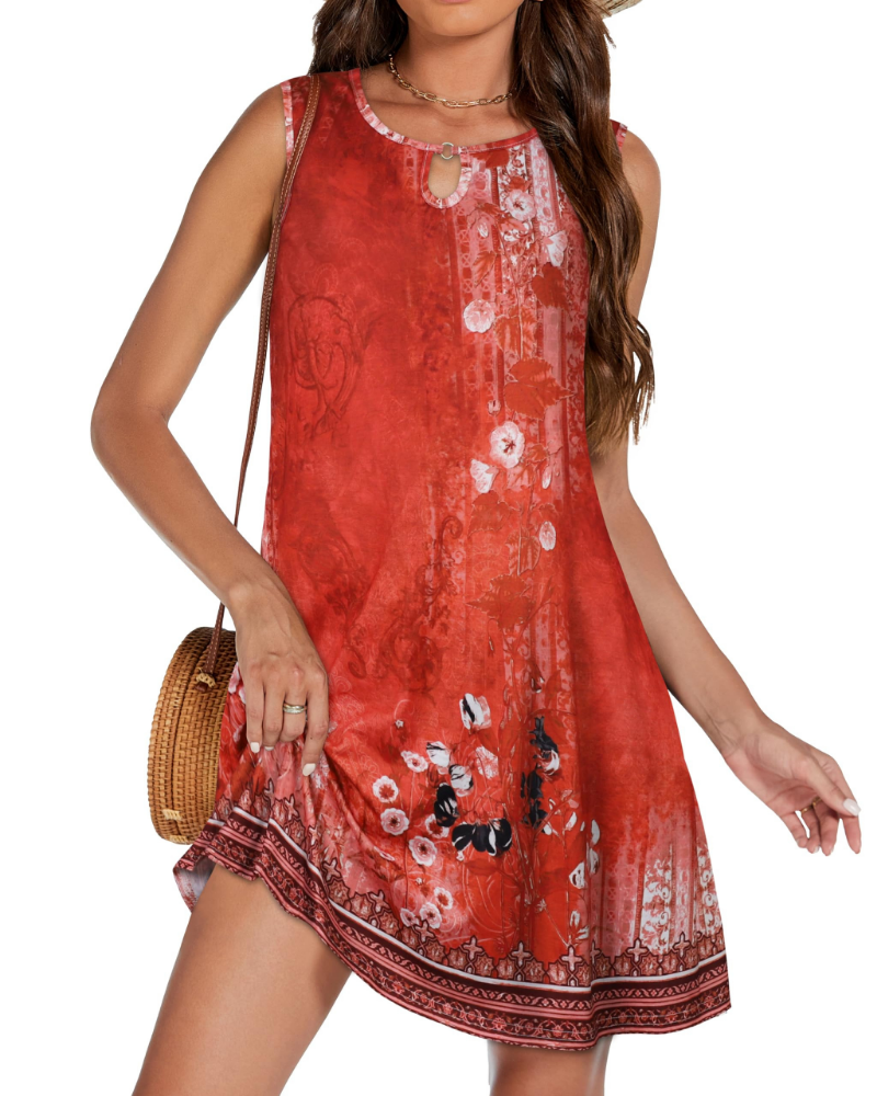Vestido de verano para mujer Lily: floral bohemio con detalle de anilla y bolsillos laterales