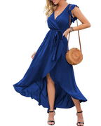 Dámské maxi šaty Avery v boho stylu – zavinovací výstřih do V a asymetrický lem