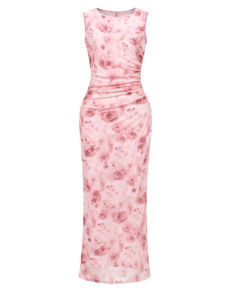 Scarlett Abito Maxi Donna – Mesh Elasticizzato, Girocollo e Vestibilità Bodycon