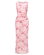 Scarlett Abito Maxi Donna – Mesh Elasticizzato, Girocollo e Vestibilità Bodycon