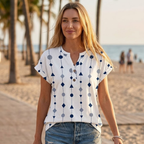 Chiara Blouse Femme – Col V, Manches Courtes, Top Bohème Élégant Décontracté S-3XL