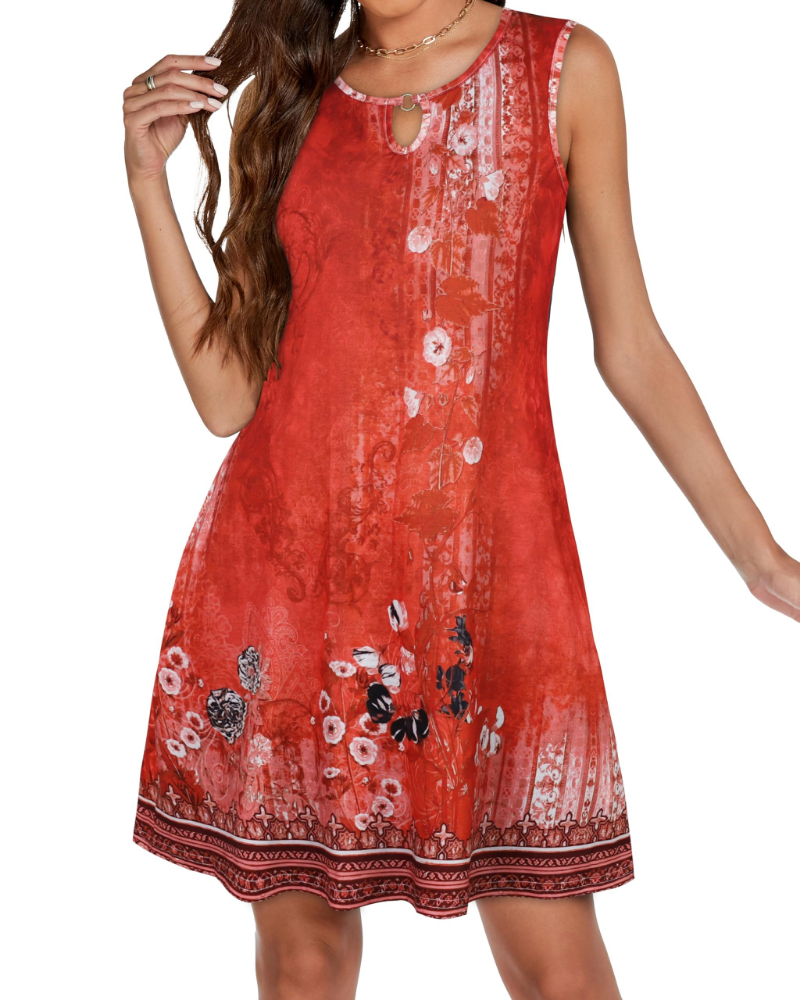 Vestido de verano para mujer Lily: floral bohemio con detalle de anilla y bolsillos laterales