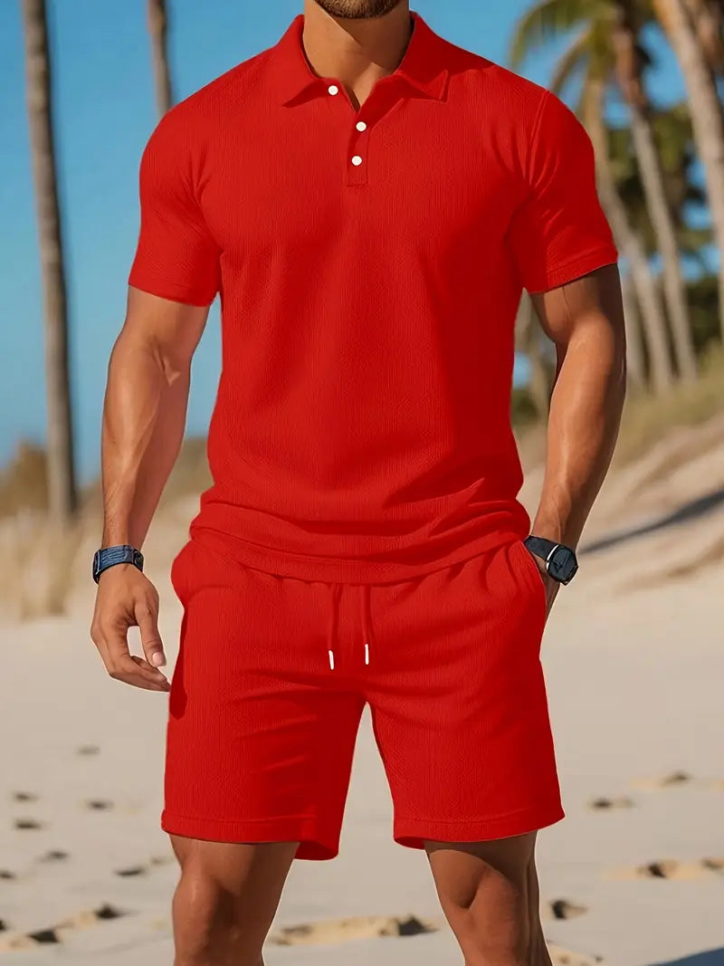 Conjunto Mark polo para hombre – camiseta lisa elástica, transpirable, deportiva y casual