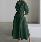 Selena Abito Lungo Donna – Vestito Maxi Casual Elegante con Bottoni e Maniche Lunghe