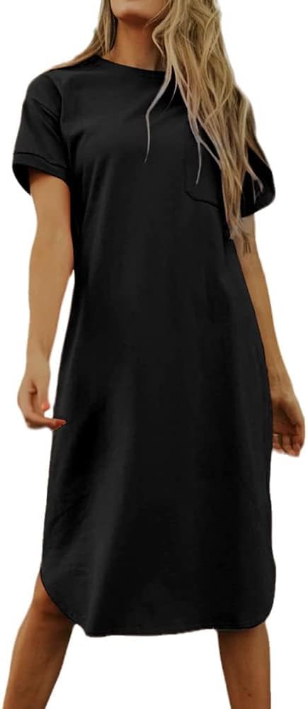 Grace Abito T-Shirt Donna – Vestito Estivo in Cotone con Maniche Corte e Tasche
