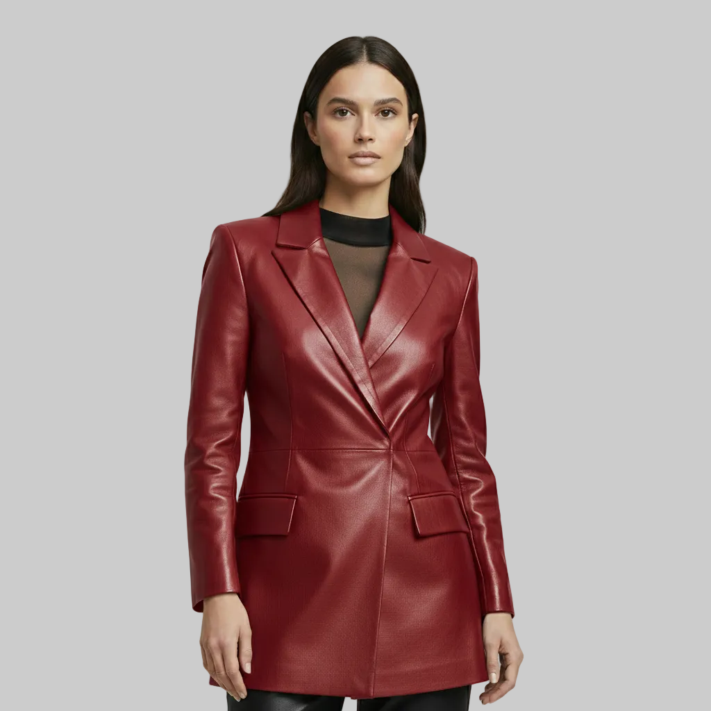 Abrigo blazer de ecopiel