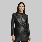 Abrigo blazer de ecopiel