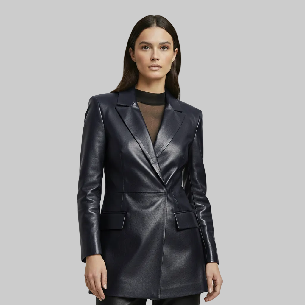 Abrigo blazer de ecopiel