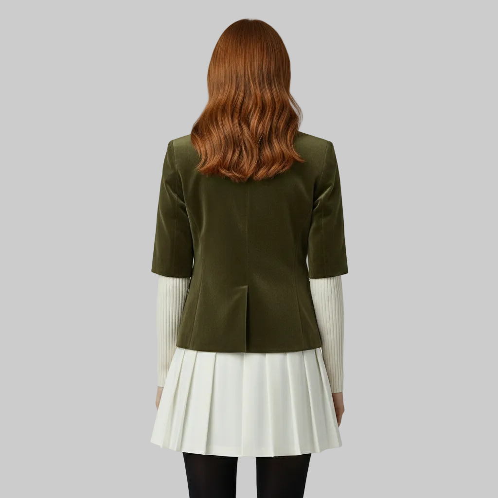 Veste tailleur en velours à manches courtes
