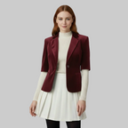 Veste tailleur en velours à manches courtes