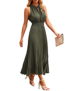 Claire Robe midi pour femme – Pois en relief, encolure en V et taille élastiquée