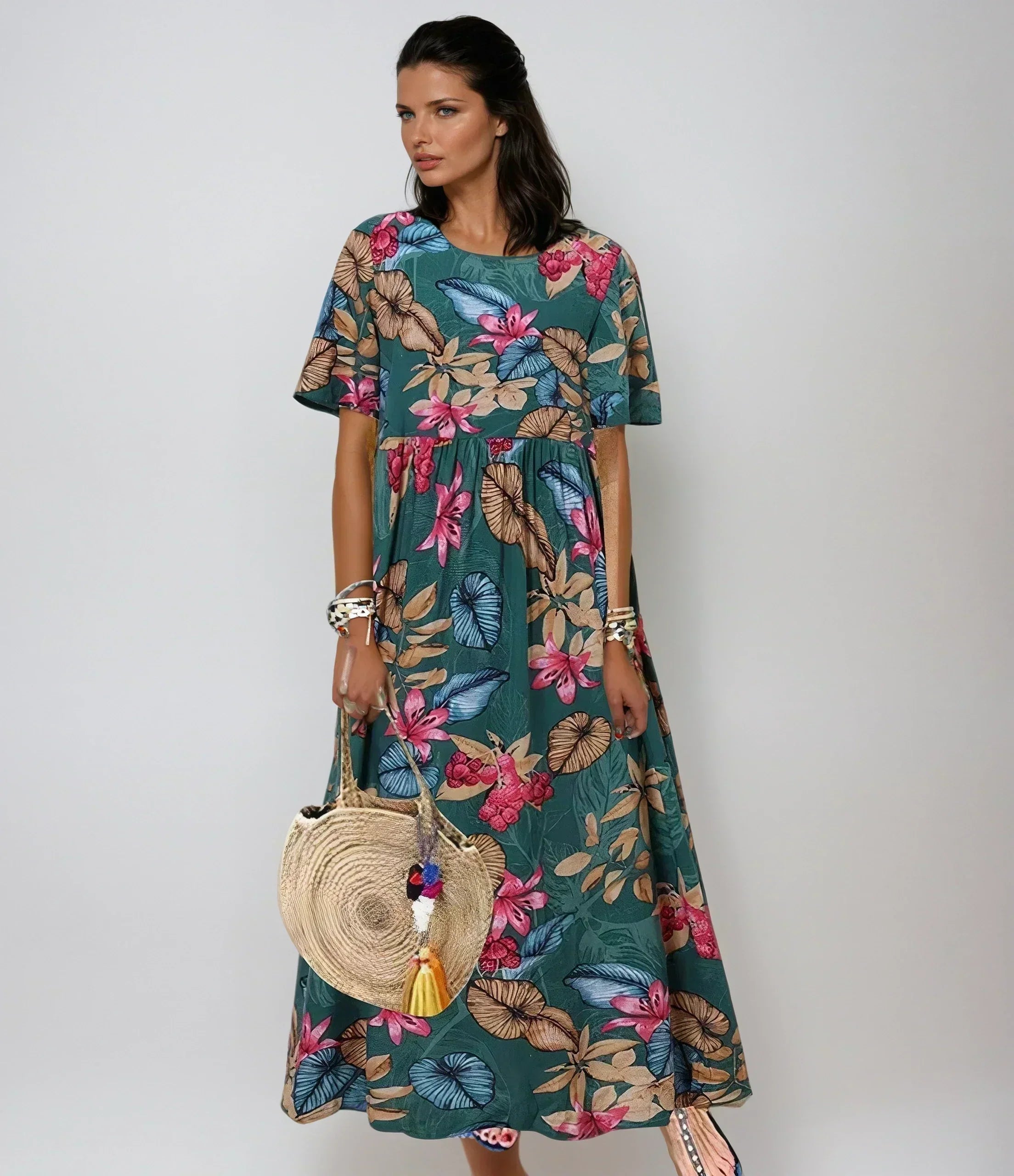 Graceful Bloom Abito Donna Floreale – Vestito A-Line Estivo Elegante Casual Chic