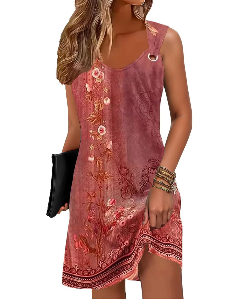 Lauren Women's Summer Dress – Sleeveless Boho Dress with V-Neck, Pockets, and Loose Fit