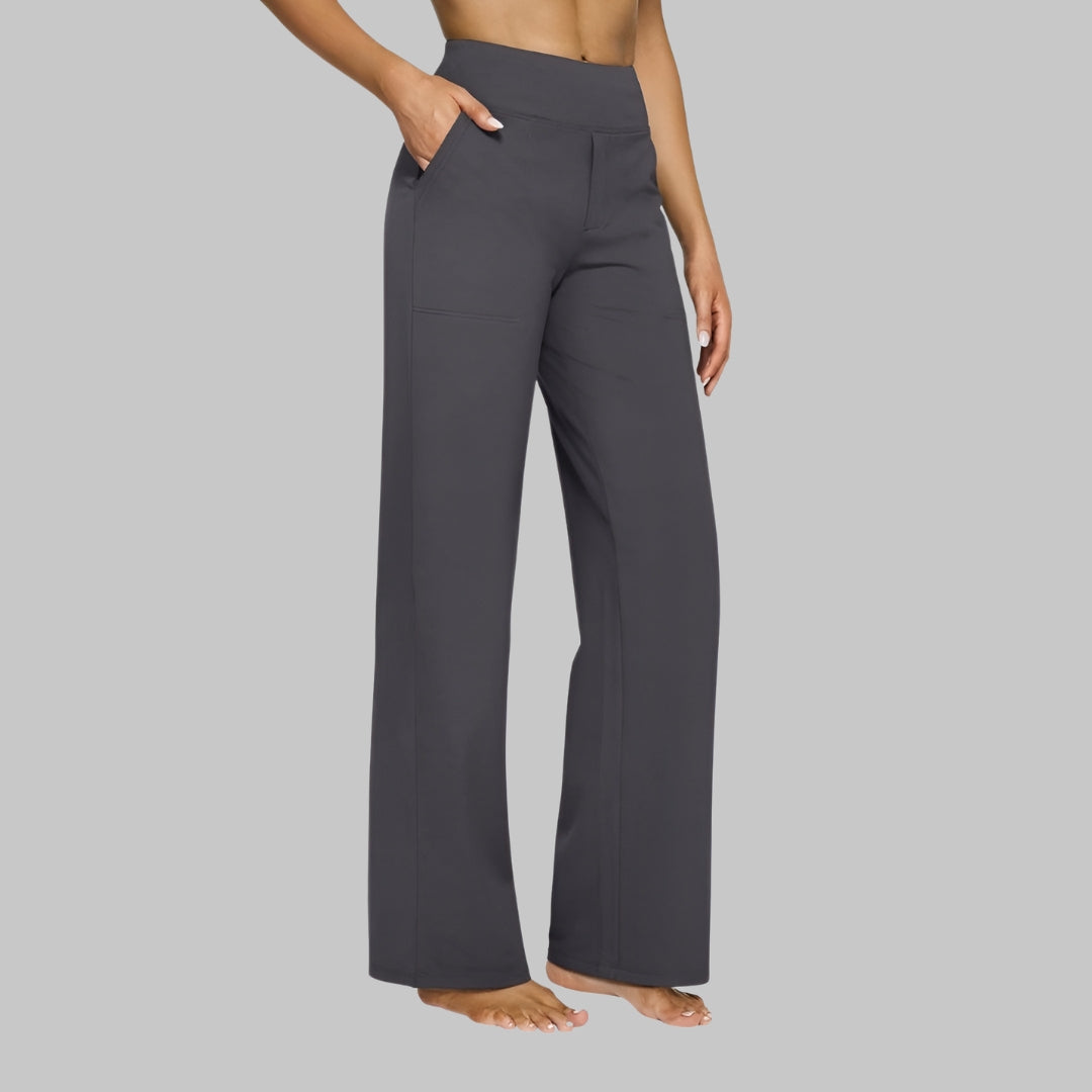 Gladys Pantalone Donna Elasticizzato – Vita Alta, Tasche, Comodo Casual Traspirante