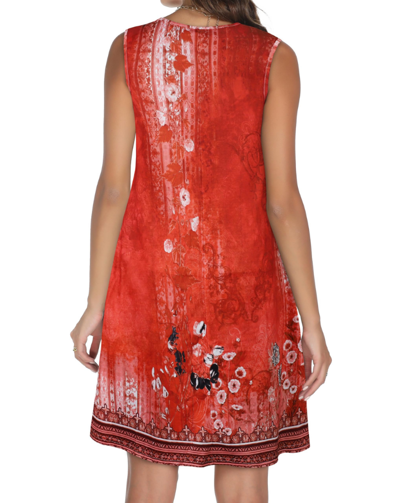Vestido de verano para mujer Lily: floral bohemio con detalle de anilla y bolsillos laterales