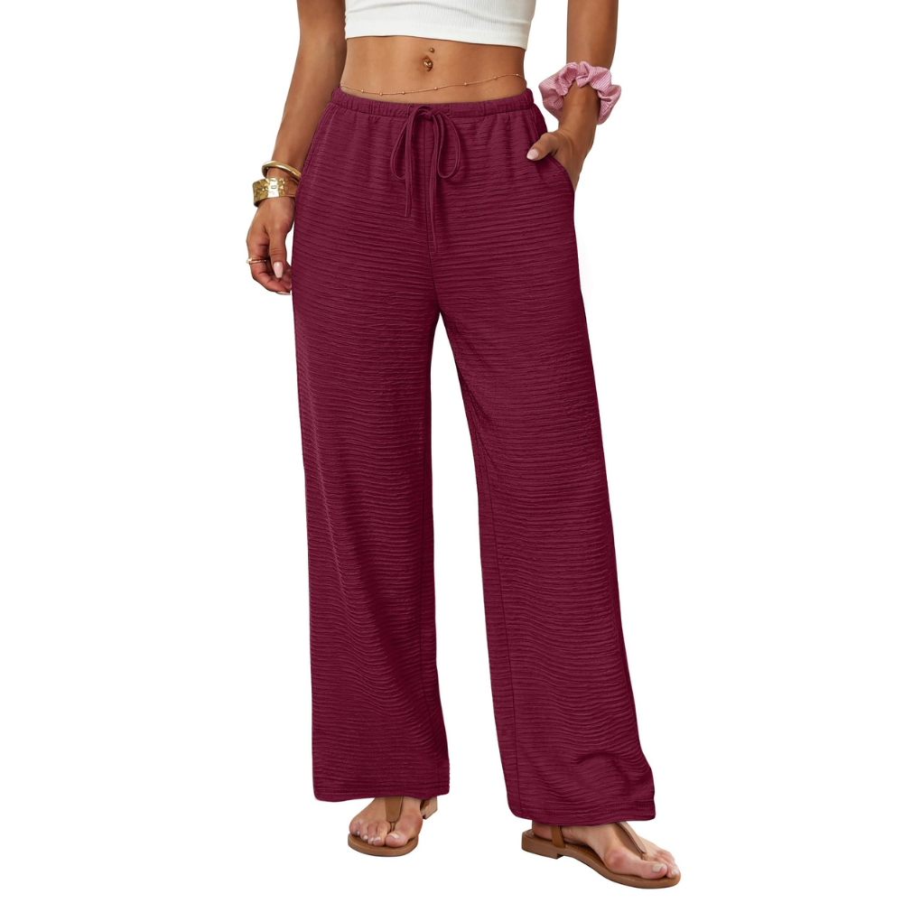 Celeste Pantaloni Palazzo Donna – Modello Wide Leg con Coulisse e Tasche Profonde
