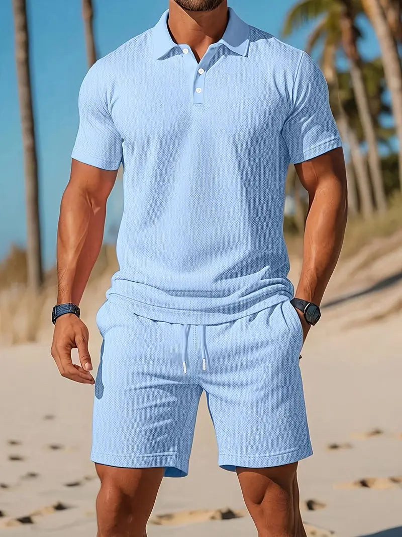 Mark Polo Uomo Set – Maglietta Tinta Unita Elasticizzata, Traspirante Sport Casual