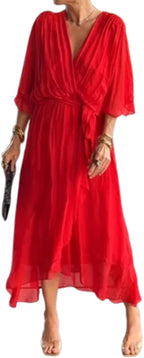 Alessia Vestito Elegante da Donna – Abito Maxi con Scollo V e Vita Alta