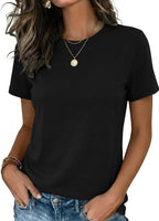 Giada Women's Basic Top – Crew Neck T-Shirt, Short Sleeves, Stretch Casual Top