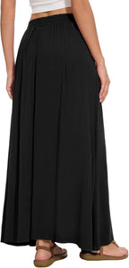 Jupe longue fluide taille haute avec poches Nina Gonna Maxi Donna