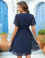 Chiara Vestito Premaman Estivo da Donna – Abito Chiffon Pois Elegante con Scollo V