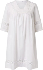 Clara Vestito Midi Estivo da Donna – Abito Elegante in Lino con Pieghe Casual Chic