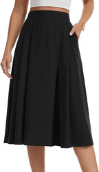 Jade Gonna Midi Donna – Gonna Fluida a Vita Alta con Tasche