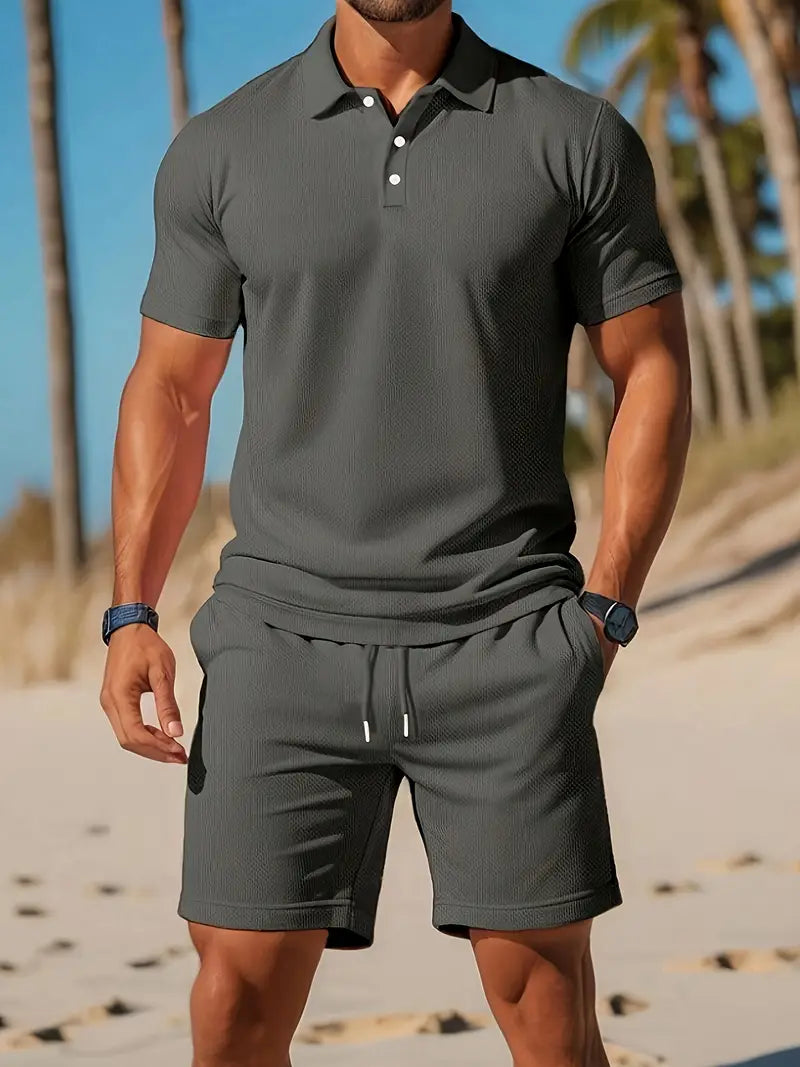 Conjunto Mark polo para hombre – camiseta lisa elástica, transpirable, deportiva y casual
