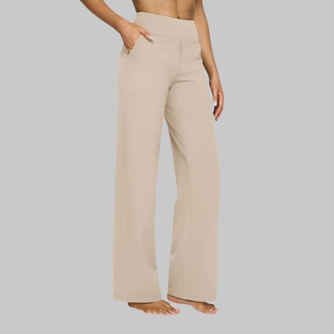 Gladys Pantalone Donna Elasticizzato – Vita Alta, Tasche, Comodo Casual Traspirante