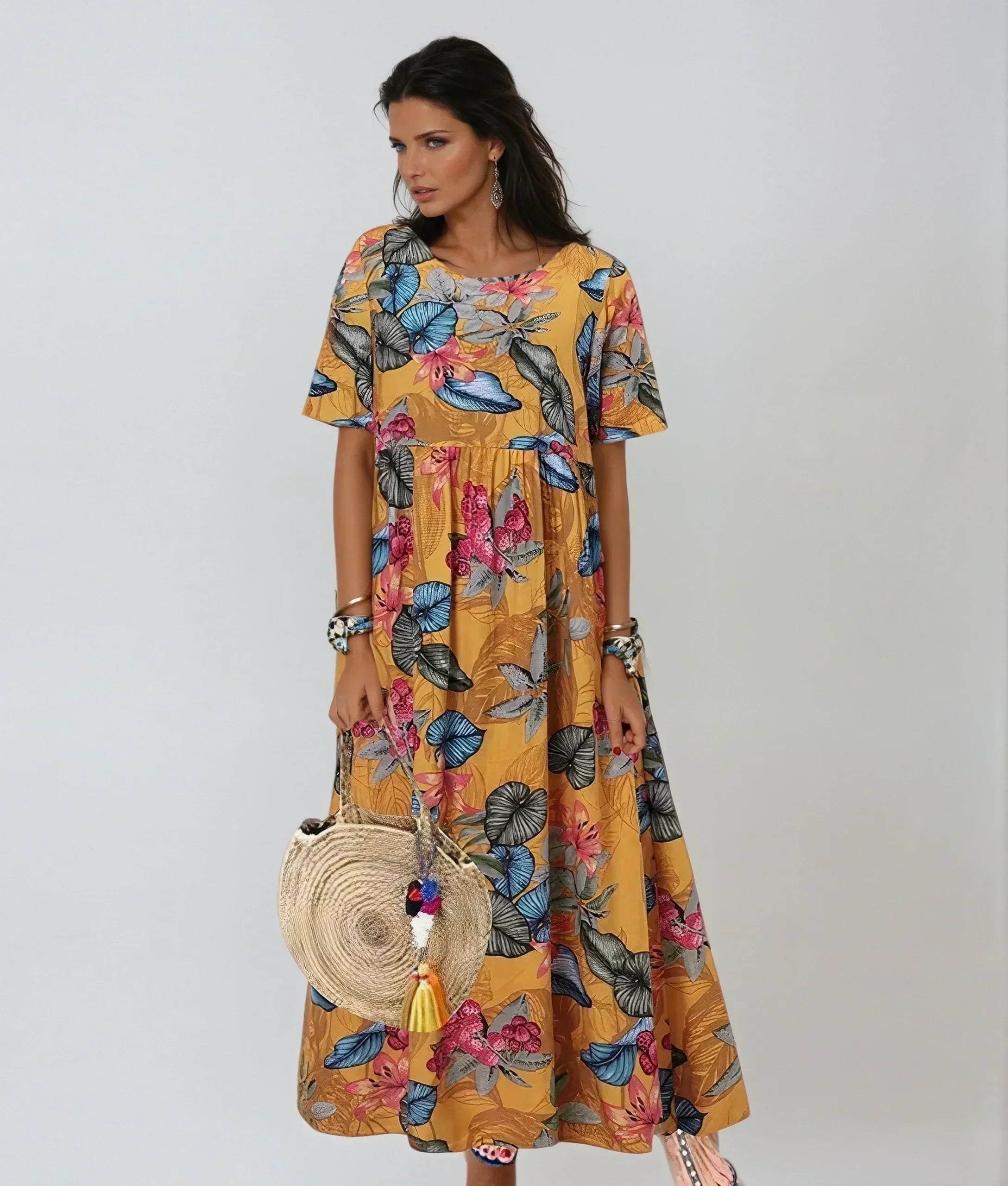 Graceful Bloom Abito Donna Floreale – Vestito A-Line Estivo Elegante Casual Chic