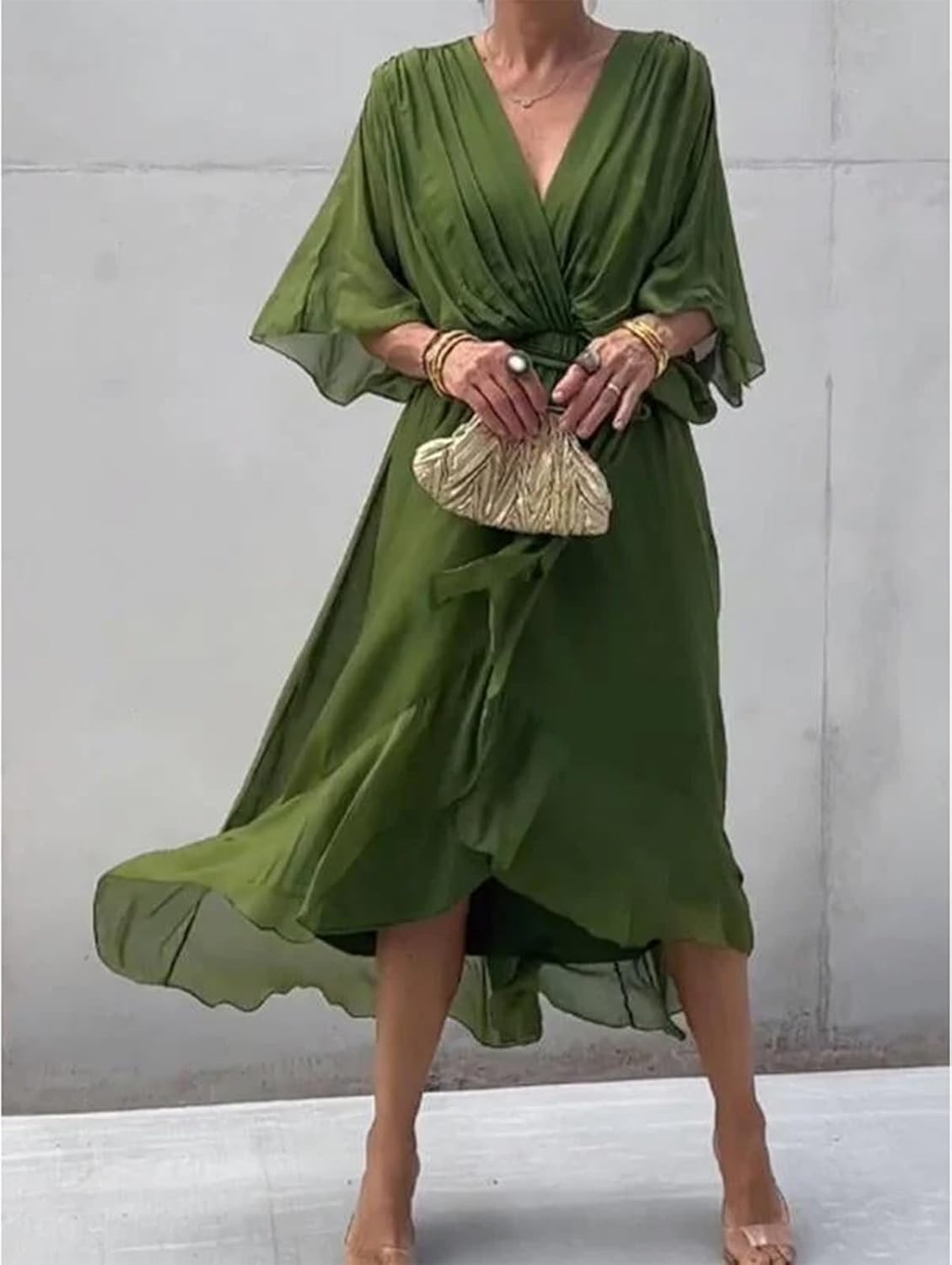 Alessia Elegant Women's Dress – Maxi Dress with V-Neck and High Waist