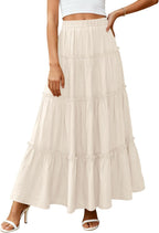 Falda Layza Donna Maxi – Falda Larga Boho con Volantes y Cintura Alta Elástica