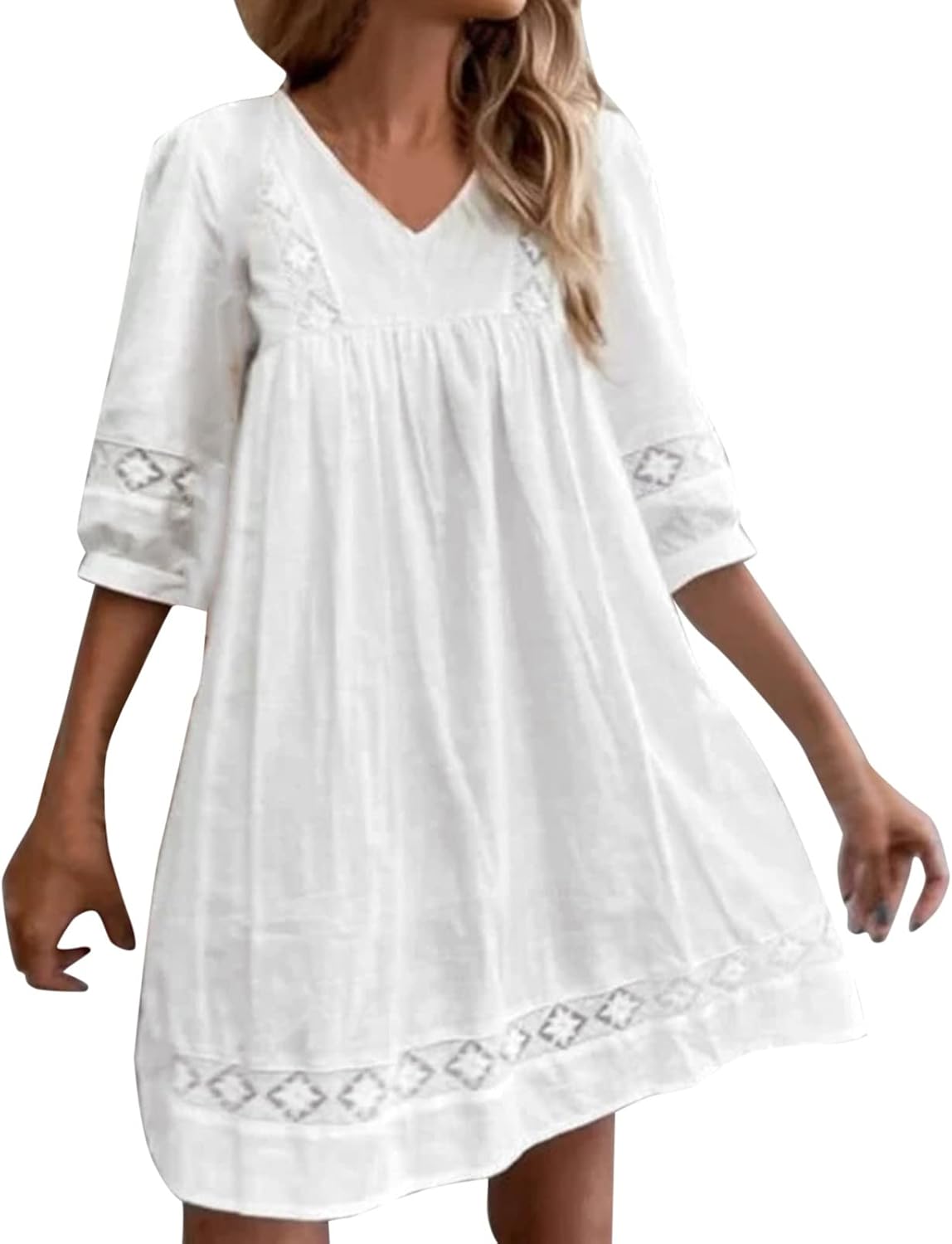 Clara Women's Summer Midi Dress – Elegant Linen Dress with Pleats Casual Chic