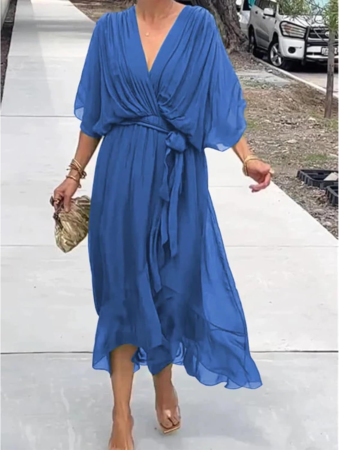 Alessia Elegant Women's Dress – Maxi Dress with V-Neck and High Waist