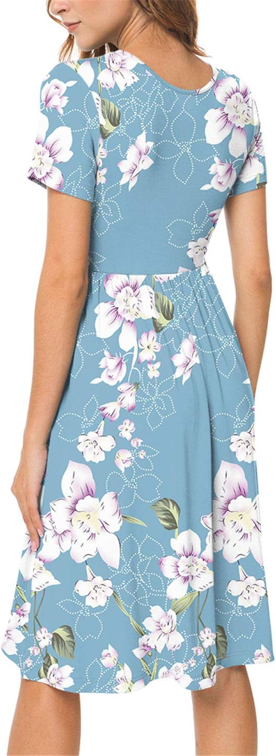 Marcela Abito Donna Casual – Vita Impero, Maniche Corte, A-Line, Tasche Estivo