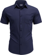 Camisa de hombre Andrew sin planchar – Camisa casual elegante de manga corta con bolsillo