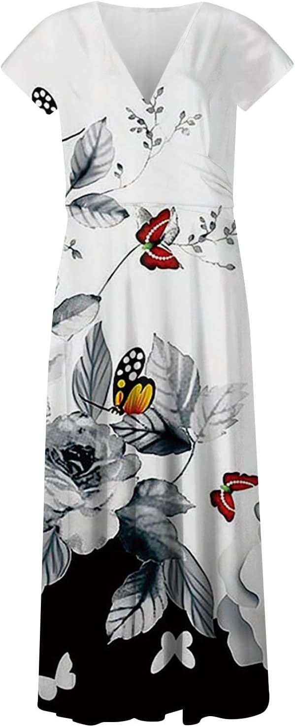 Valeria Vestito Elegante da Donna – Abito Lungo Floreale con Scollo V e Corsetto